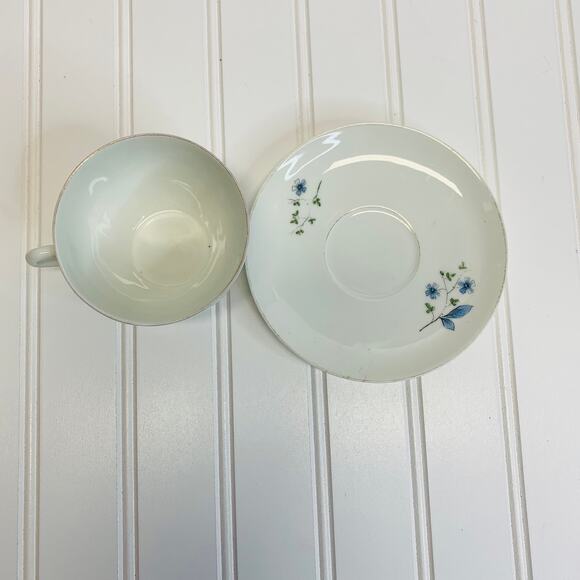 Midcentury Modern Blue Flower Design Coffee Cup and Saucer Tea cup - Picture 3 of 4